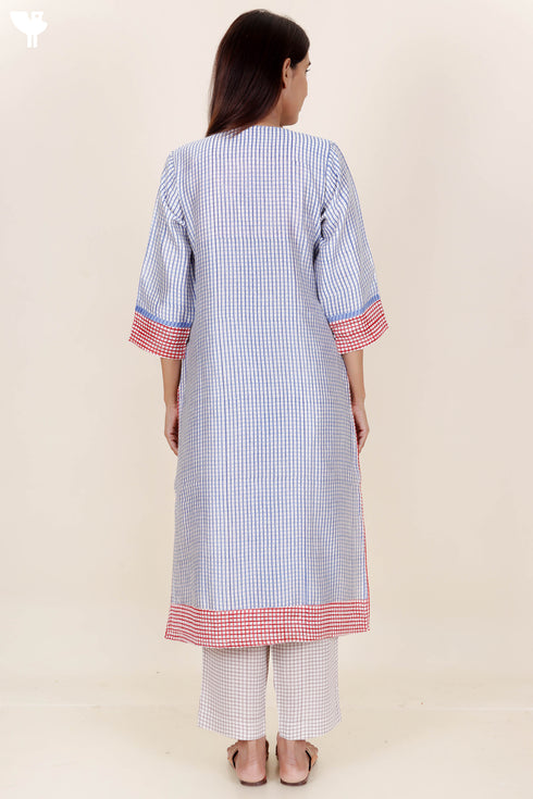 Chanderi Silk Kurta Pant And Dupatta Set In Block Print